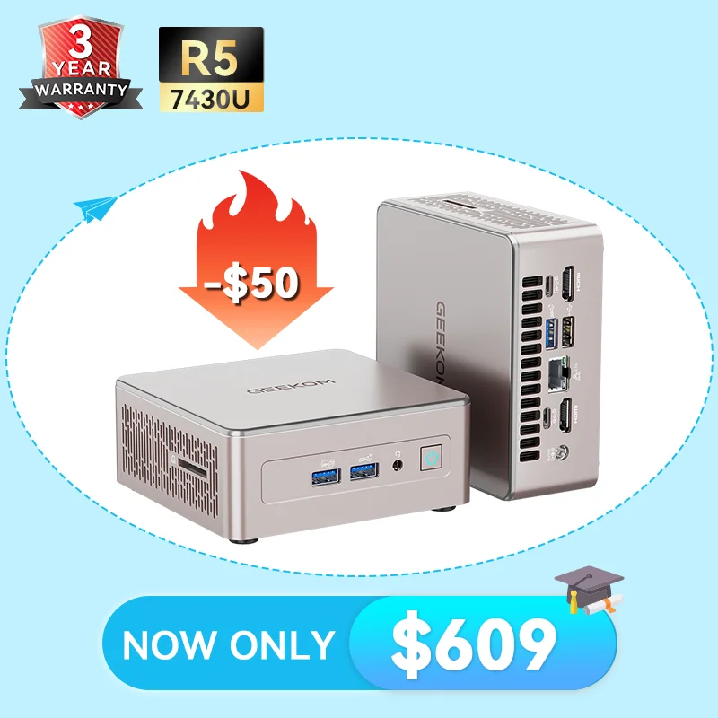 GEEKOM A5 Mini PC: Ryzen 5 7430U & Ryzen 7 5825U