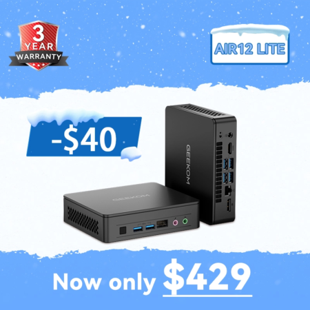 Geekom Mini PC Air12 LITE promotion with warranty details