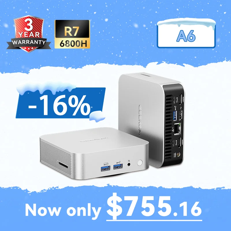 GEEKOM A6 Mini PC AMD Ryzen™ 7 6800H