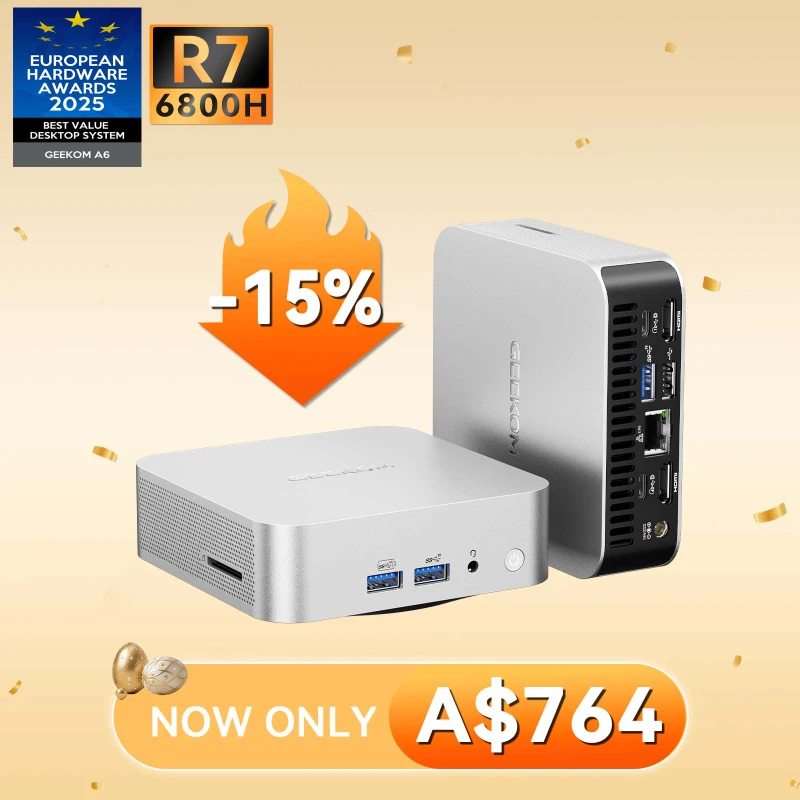 GEEKOM A6 Mini PC AMD Ryzen™ 7 6800H
