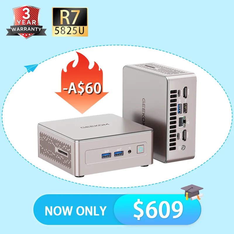 GEEKOM A5 Mini PC: Ryzen 5 7430U & Ryzen 7 5825U