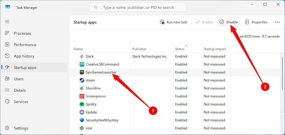 Disable unnecessary startup apps